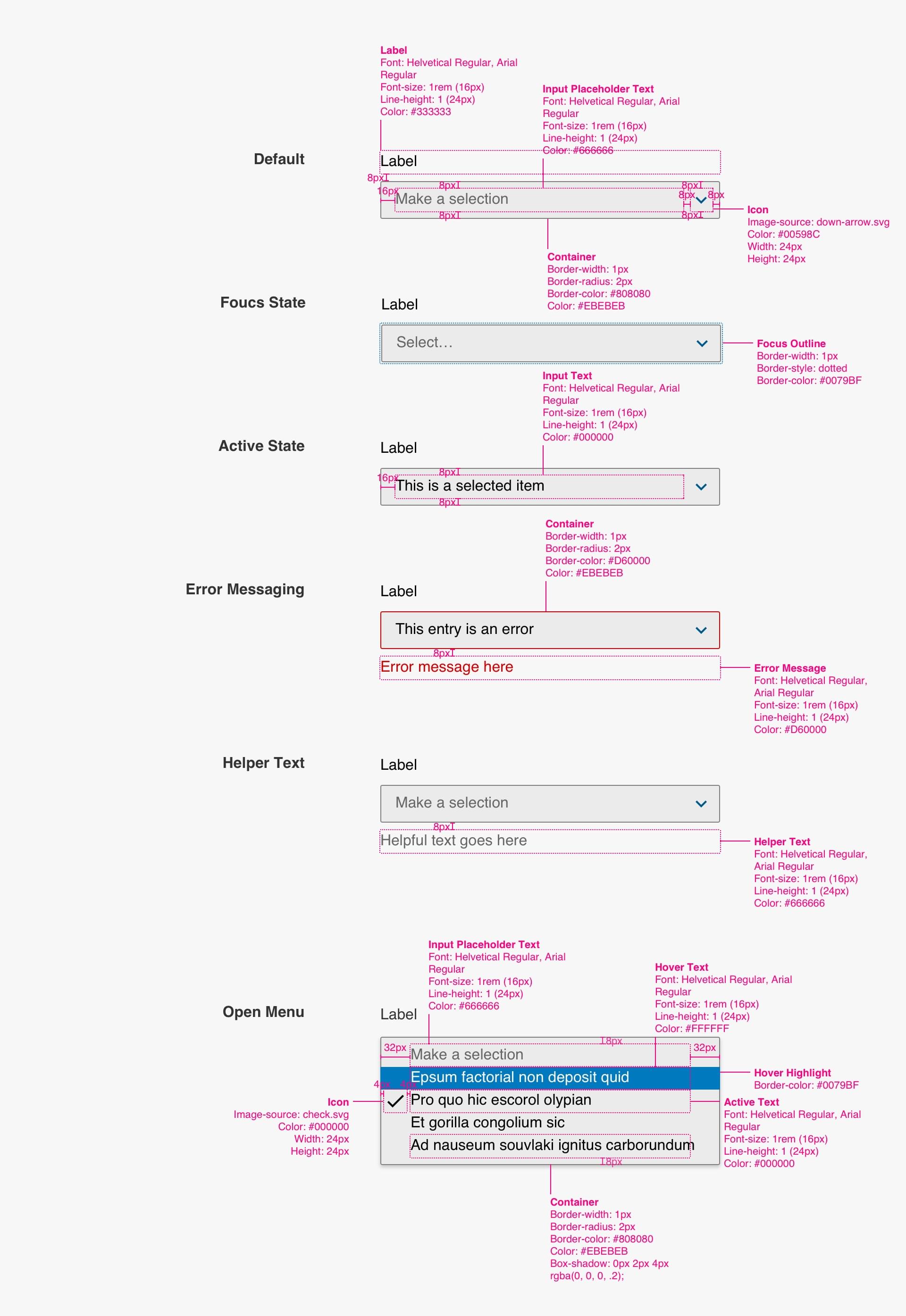 Select Menus Specs Image